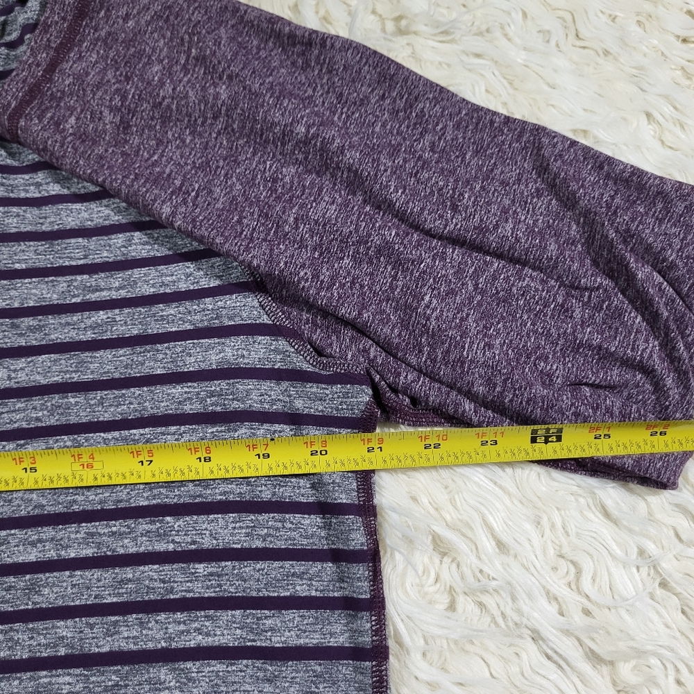Lululemon Surge Warm 1/4 Zip Pullover Yachtie Stripe Heathered Grey Purple Large - Picture 10 of 16